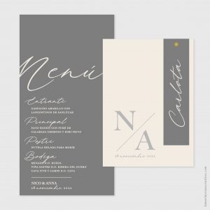 menu boda evento marca sitio elegante masculino gris